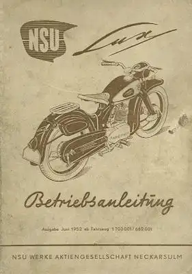 NSU Lux Bedienungsanleitung 6.1952