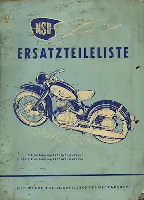 NSU Lux / Superlux Ersatzteilliste 3.1955