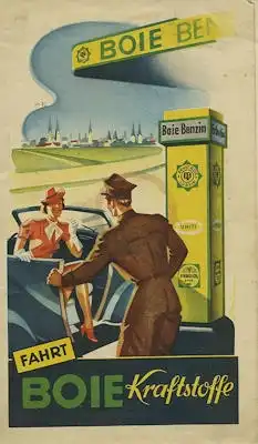 Zapfstellen-Plan von Norddeutschland Boie Kraftstoffe 1930er Jahre