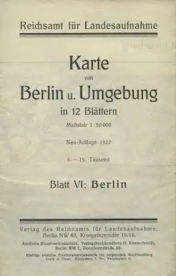 Karte Berlin und Umgebung in 12 Blättern Blatt 6 Berlin 1922