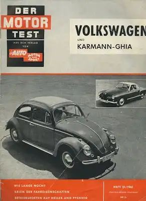Der Motor-Test VW Käfer und Karmann-Ghia 1961