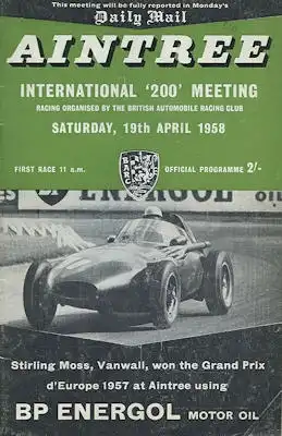 Programm Aintree / Liverpool International 200 Meeting 19.4.1958
