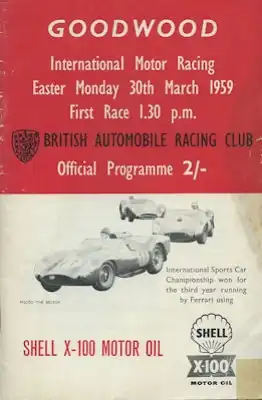 Programm Goodwood International Motor Racing 30.3.1959