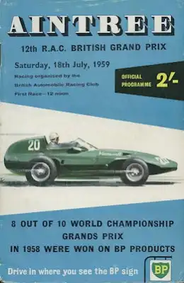 Programm Aintree / Liverpool British Grand Prix 18.7.1959