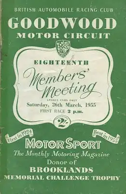 Programm Goodwood BARC Member`s Meeting 26.3.1955