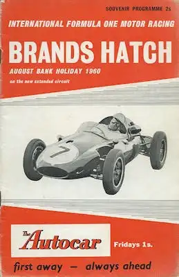 Programm Brands Hatch International F 1 Motor Racing 1.8.1960