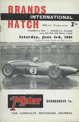 Programm Brands Hatch International F 1 Motor Racing 3.6.1961