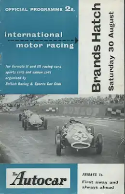 Programm Brands Hatch International Motor Racing 30.8.1958