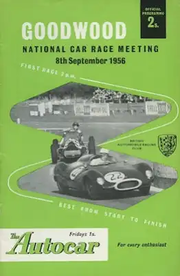 Programm Goodwood National Car Race Meeting 8.9.1956
