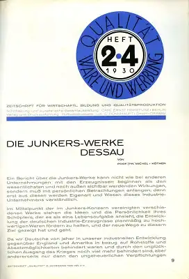 Junkers Gesamt-Prospekt / Zeitschrift 1930 Heft 2-4