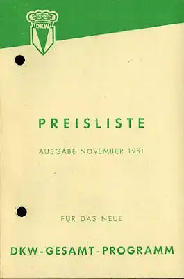 DKW Preisliste 11.1951