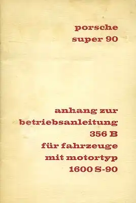 Porsche 356 B Super 90 Bedienungsanleitung 6.1960