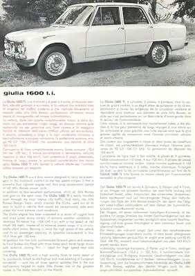 Alfa-Romeo Giulia 1600 t.i. Prospekt ca. 1965