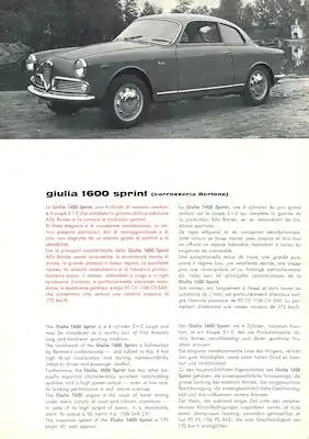 Alfa-Romeo Giulia 1600 Sprint Prospekt ca. 1965
