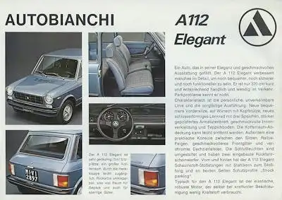 Autobianchi A 112 Elegant Prospekt ca. 1972