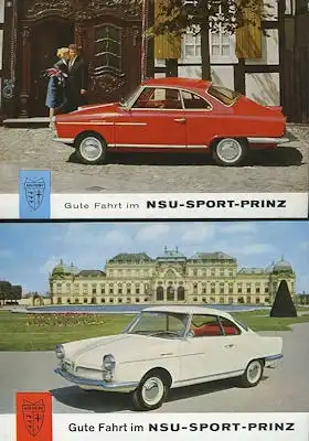 2 NSU Sport Prinz Ansichtskarten ca. 1959