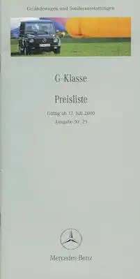 Mercedes-Benz G-Klasse Preisliste 7.2000
