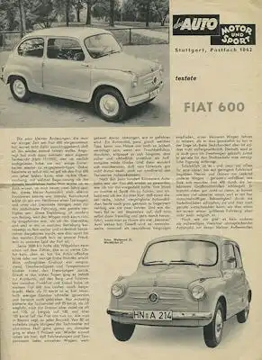 Fiat 600 Test 1957