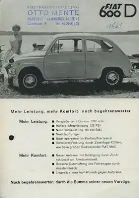 Fiat 600 D Prospekt ca. 1961