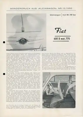 Fiat 600 D mot. 770 Test 1960