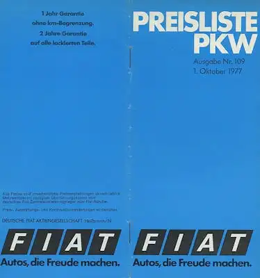 Fiat Preisliste 10.1977