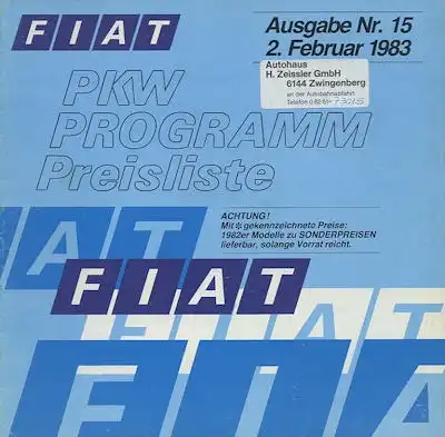 Fiat Preisliste 2.1983