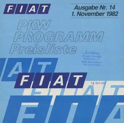 Fiat Preisliste 11.1982
