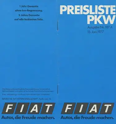 Fiat Preisliste 6.1977
