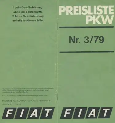 Fiat Preisliste 7.1979