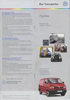VW T 4 Transporter Preisliste 5.1999 für 2000