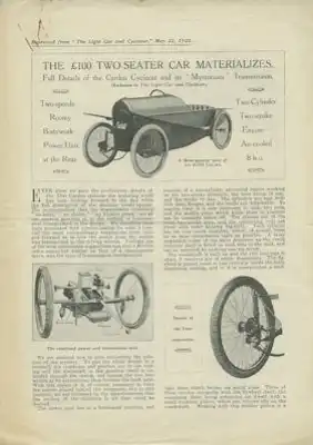 Carden Two Seater Car Test 1920