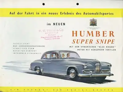 Humber Super Snipe Mark IV Prospekt ca. 1952