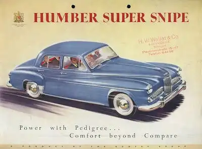 Humber Super Snipe Mark IV Prospekt 1950er Jahre