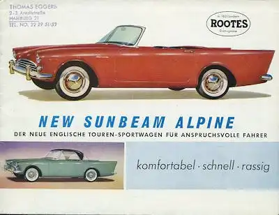 Sunbeam Alpine 1500 Prospekt ca. 1959