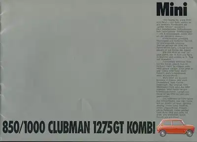 Mini 850 / 1000 Clubman / 1275 GT Kombi Prospekt ca. 1969