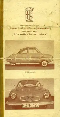 Fuldamobil Prospekt 1953