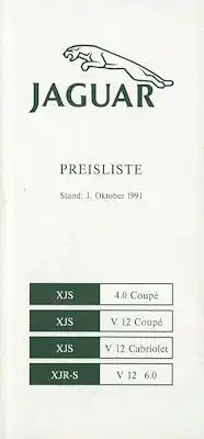 Jaguar Preisliste 10.1991