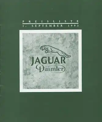 Jaguar / Daimler Preisliste 9.1993