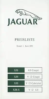Jaguar Preisliste 6.1991