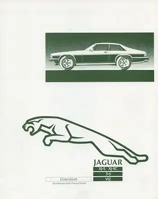 Jaguar XJS, XJSC, 3.6 + V 12 Datenblatt 1987