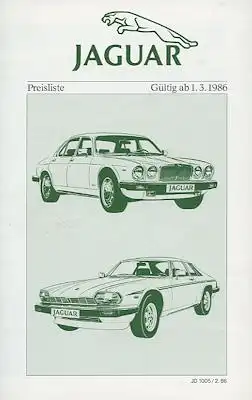 Jaguar Preisliste 3.1986