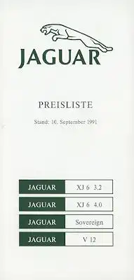 Jaguar Preisliste 9.1991