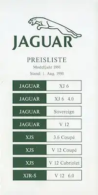 Jaguar Preisliste 8.1990