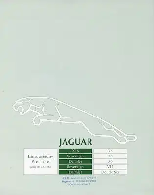 Jaguar Preisliste 8.1988
