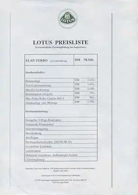 Lotus Preisliste 1.1992