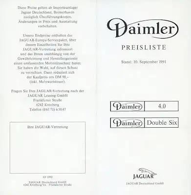 Daimler Preisliste 9.1991