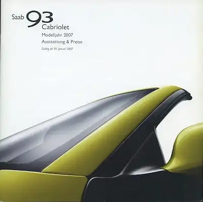 Saab 93 Cabriolet Preisliste 1.2007