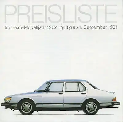 Saab Preisliste 9.1981