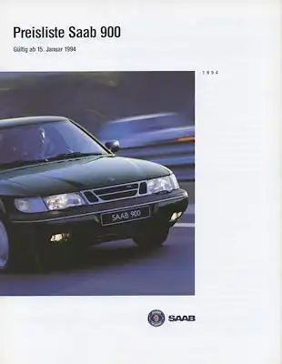 Saab 900 Preisliste 1.1994