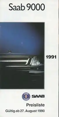 Saab 9000 Preisliste 8.1990